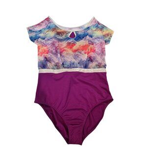 Rainbeau Moves Kids Short Sleeve Keyhole Multicolor Leotard Sz XL